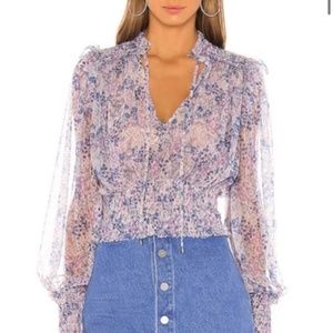 Free People Printed Twyla Top in Lilac